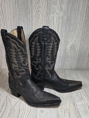 Sendra Black Leather Western Cowboy Boots 4275 YO Womens Size 8